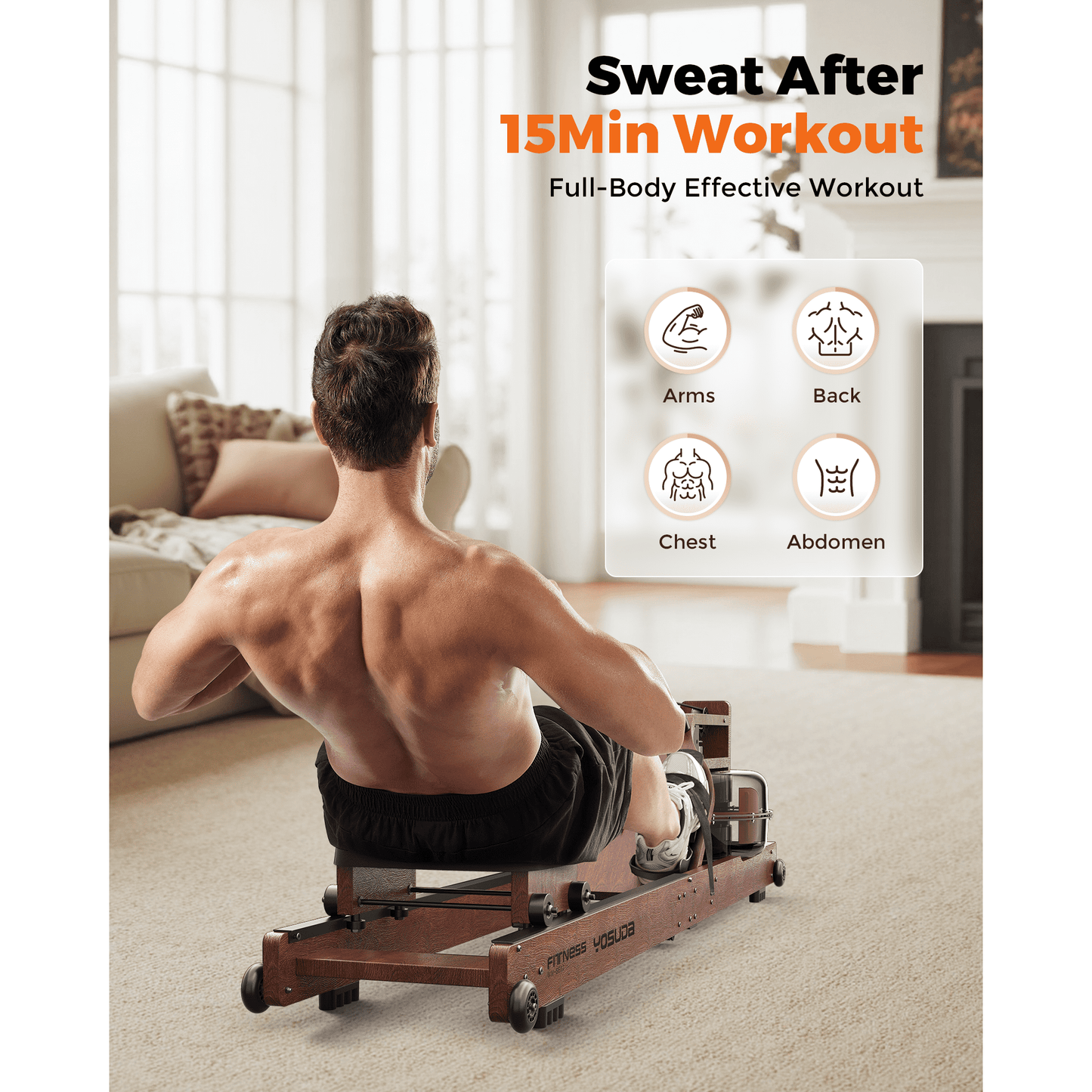 YOSUDA Foldable Water Rowing Machine for Home - 400LBS Capacity Rower