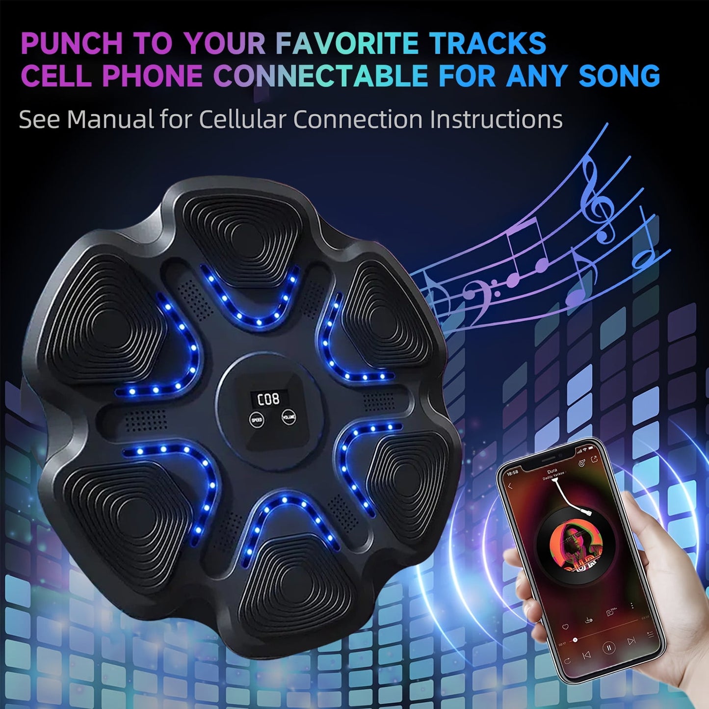 Wall-Mounted Smart Boxing Trainer with Music, Gloves, and Target Pads - Wireless-Enabled Fitness Equipment for Home & Gym