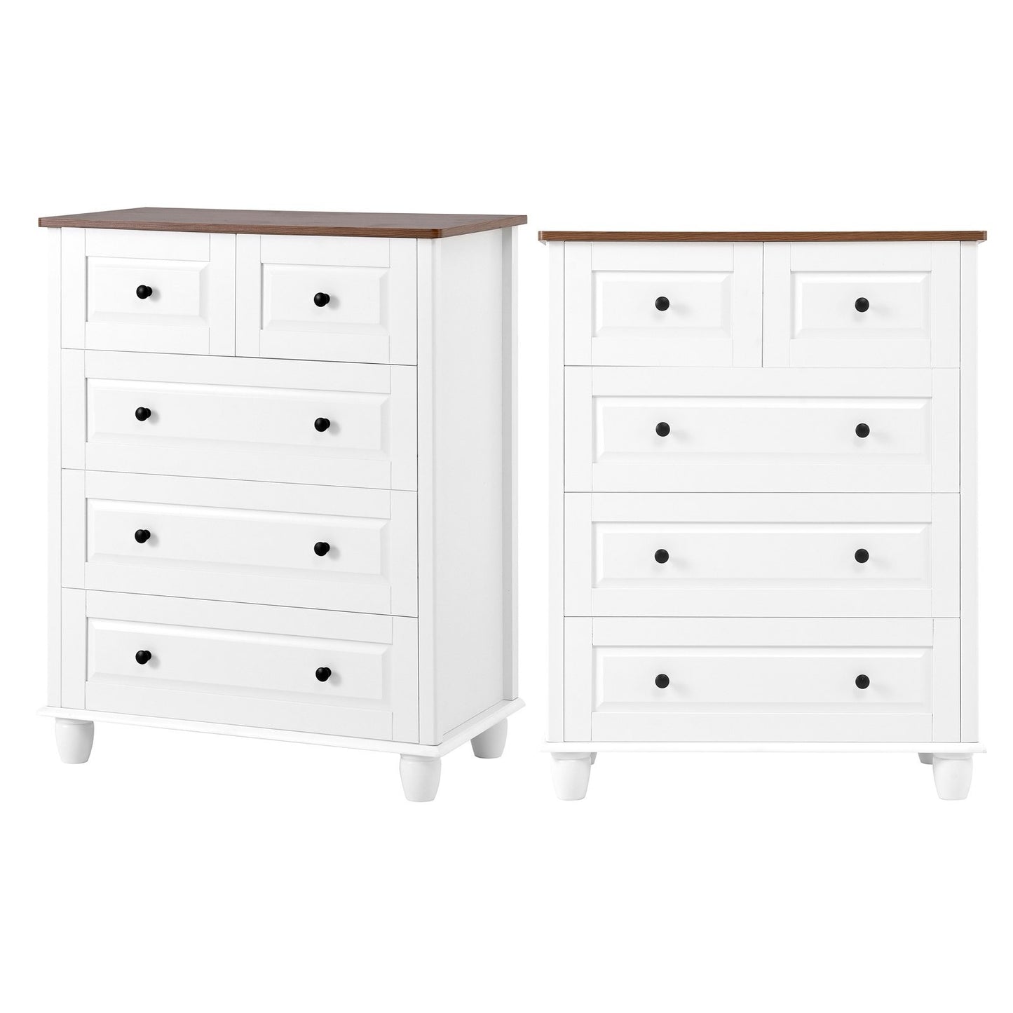 Bedroom White Dresser 4 Drawers Spacious Storage Organizer Chest with Brushed Metal Handle for Living Room