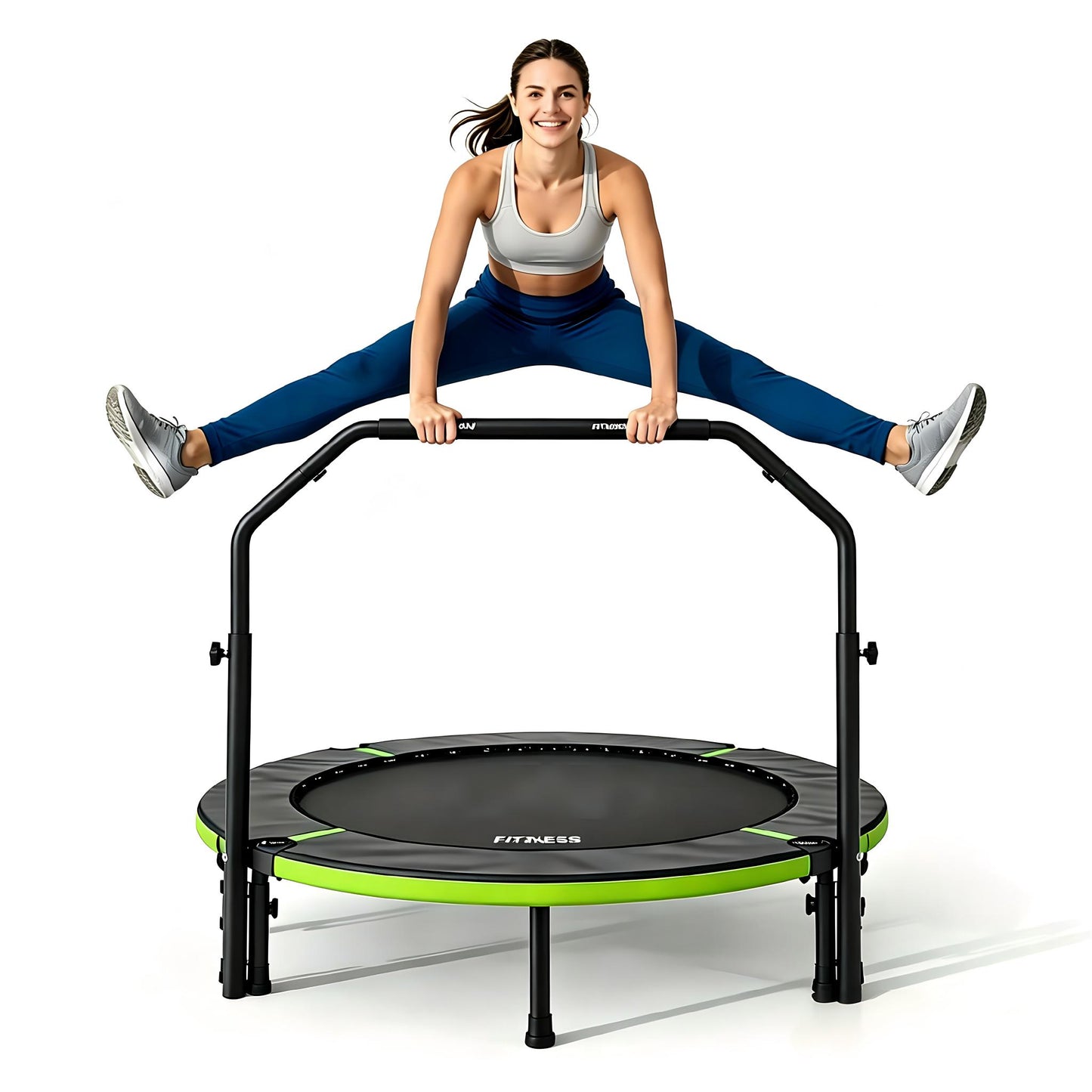 BCAN 48" Foldable Trampoline, Rebounder Trampoline for Adults, U Adjustable Handle