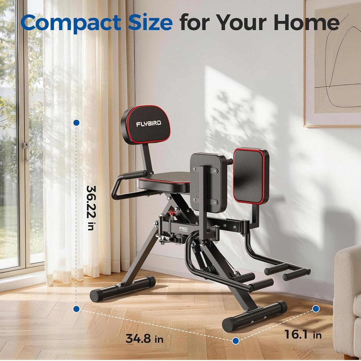 FED FITNESS 2-in-1 Hip Adductor & Abductor Machine, 6 Adjustable Resistance Bands, Dual Foot Bar, Home Gym for Glute & Inner Thigh.