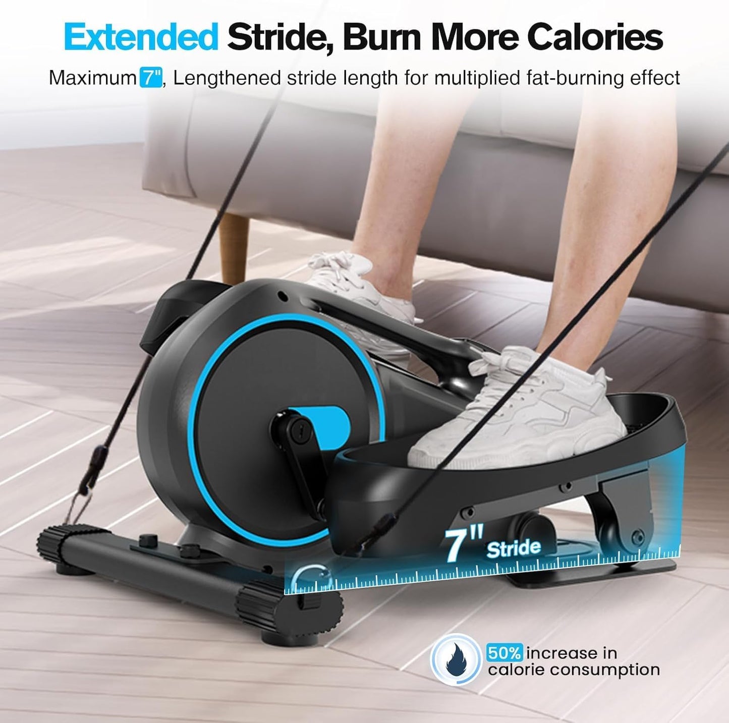Under Desk Elliptical, Manual Elliptical Exercise Machine, Quite Foot Pedal Exerciser for Home Use, Compact Foot &Leg Pedal Exerciser for Seniors, Max Load 300LBS