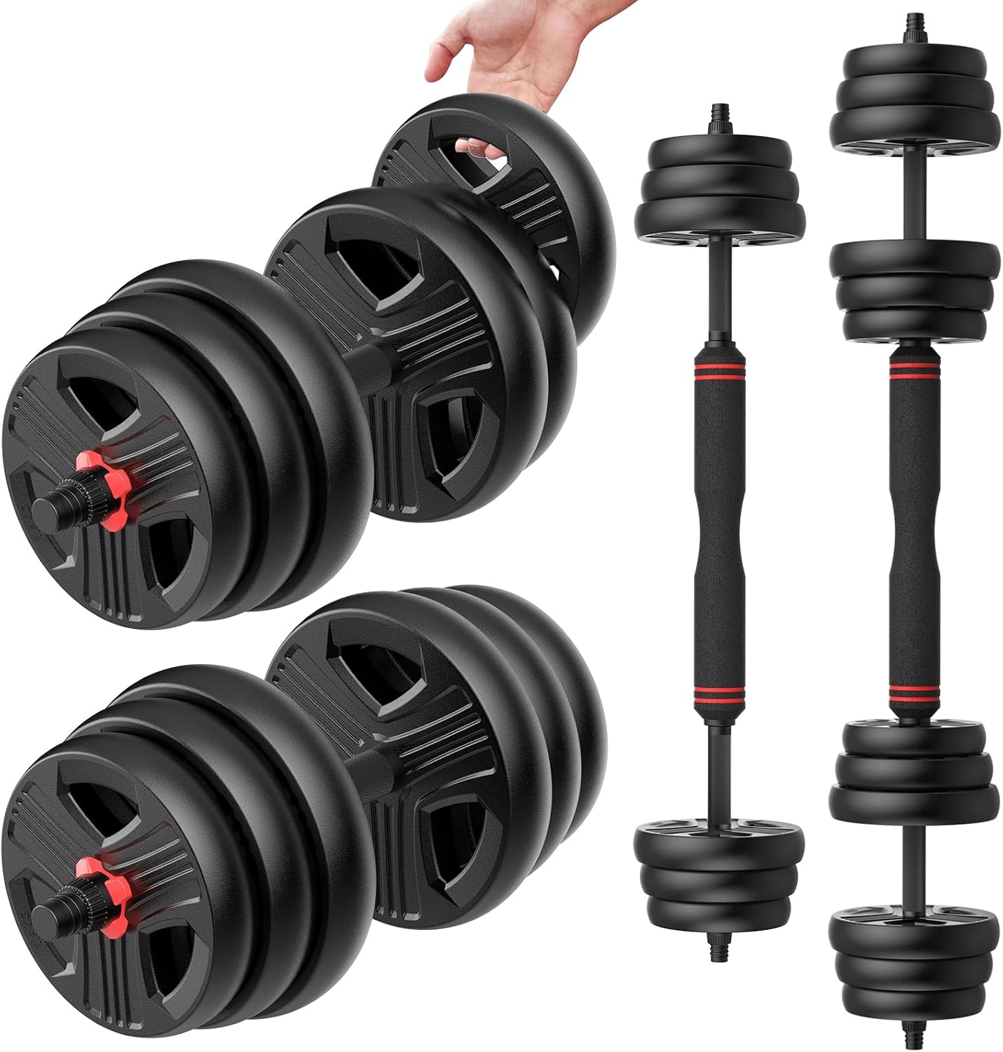 All-in-One Adjustable Dumbbell Set (20-80LB) with Barbell & Kettlebell