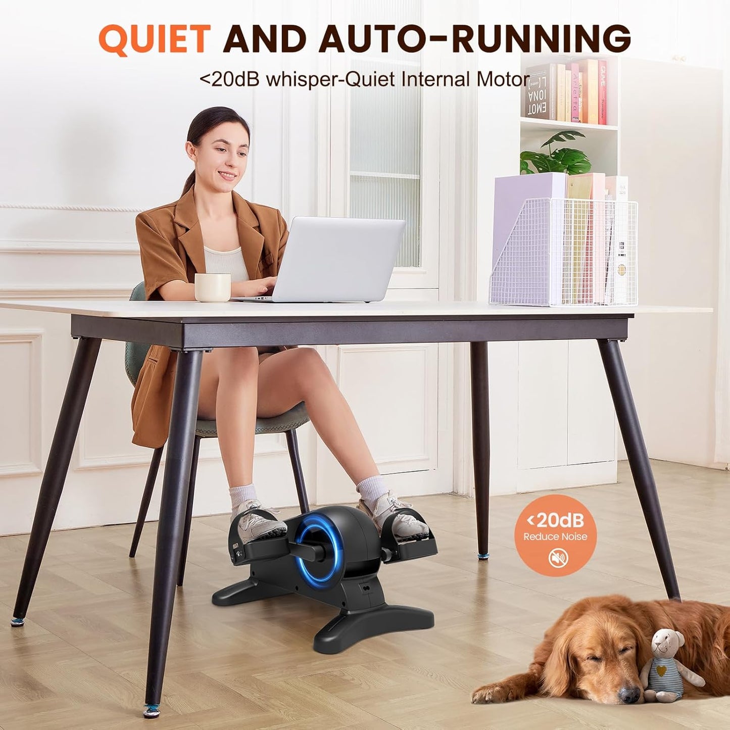 Mini Under Desk Exercise Bike Pedal Exerciser, Motorized Setting Bike Pedal Exerciser Leg/Arm Cycle for Senior, Physical Therapy, with 12 Adjustable Speed