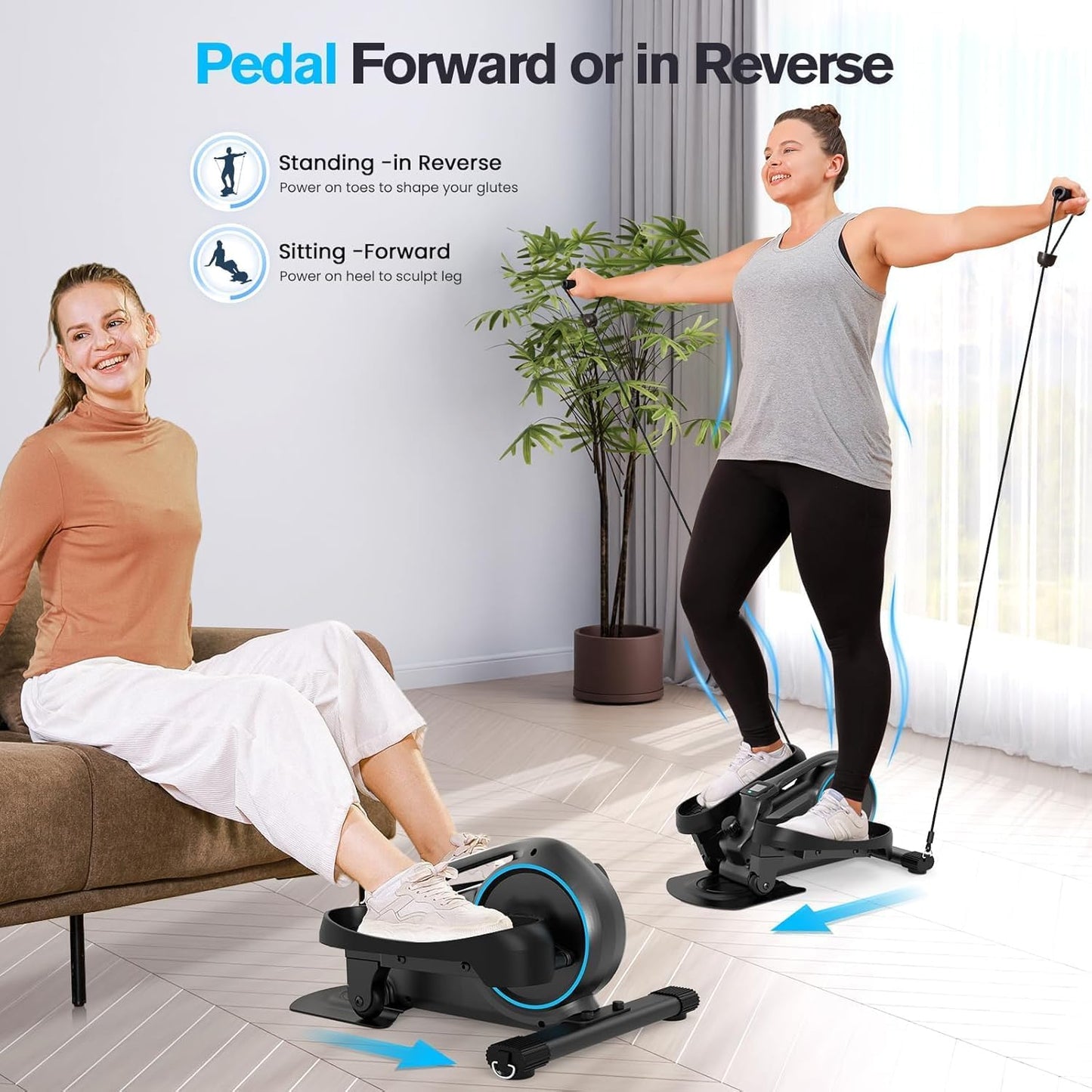 Under Desk Elliptical, Manual Elliptical Exercise Machine, Quite Foot Pedal Exerciser for Home Use, Compact Foot &Leg Pedal Exerciser for Seniors, Max Load 300LBS