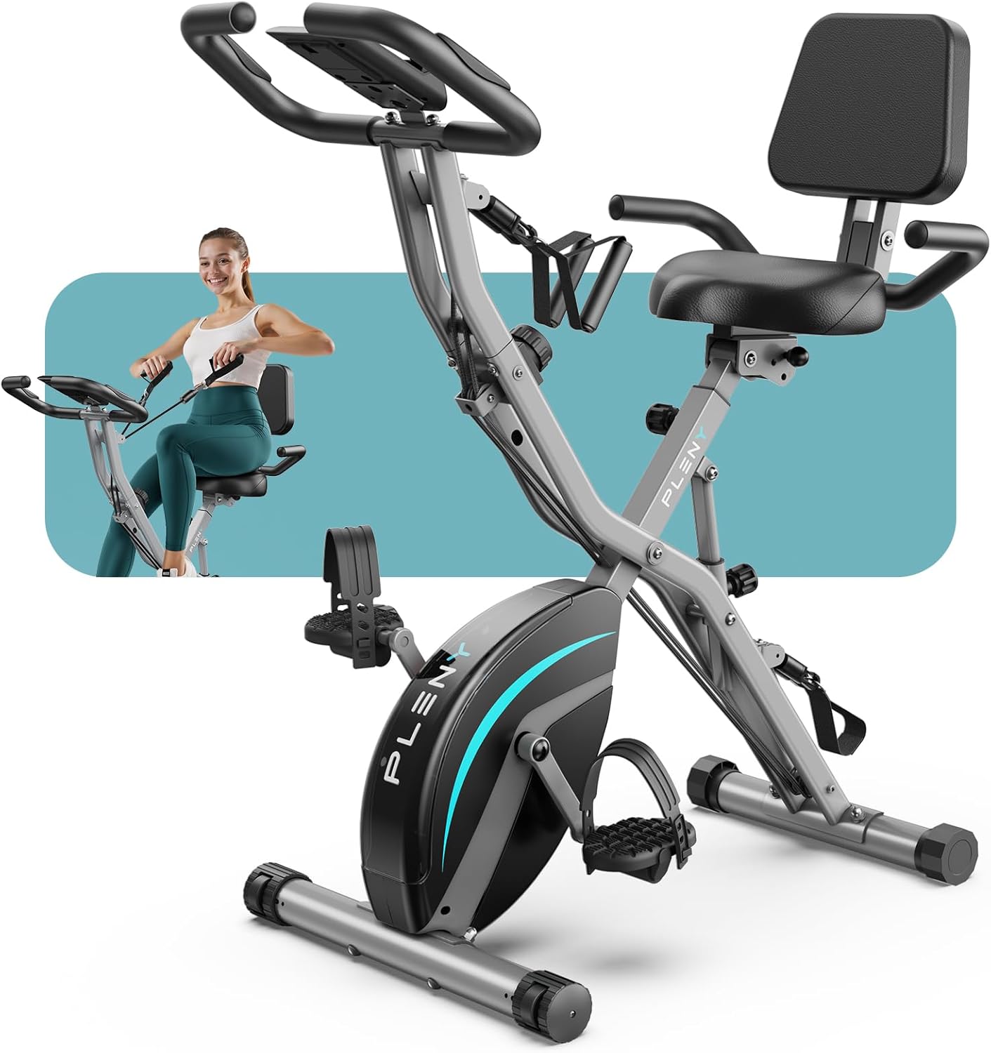 Folding Exercise Bike, 5 IN 1 Stationary Bikes for Home, 330LB Weight Capacity ,Indoor Workout Cycling Bike for Home Gym