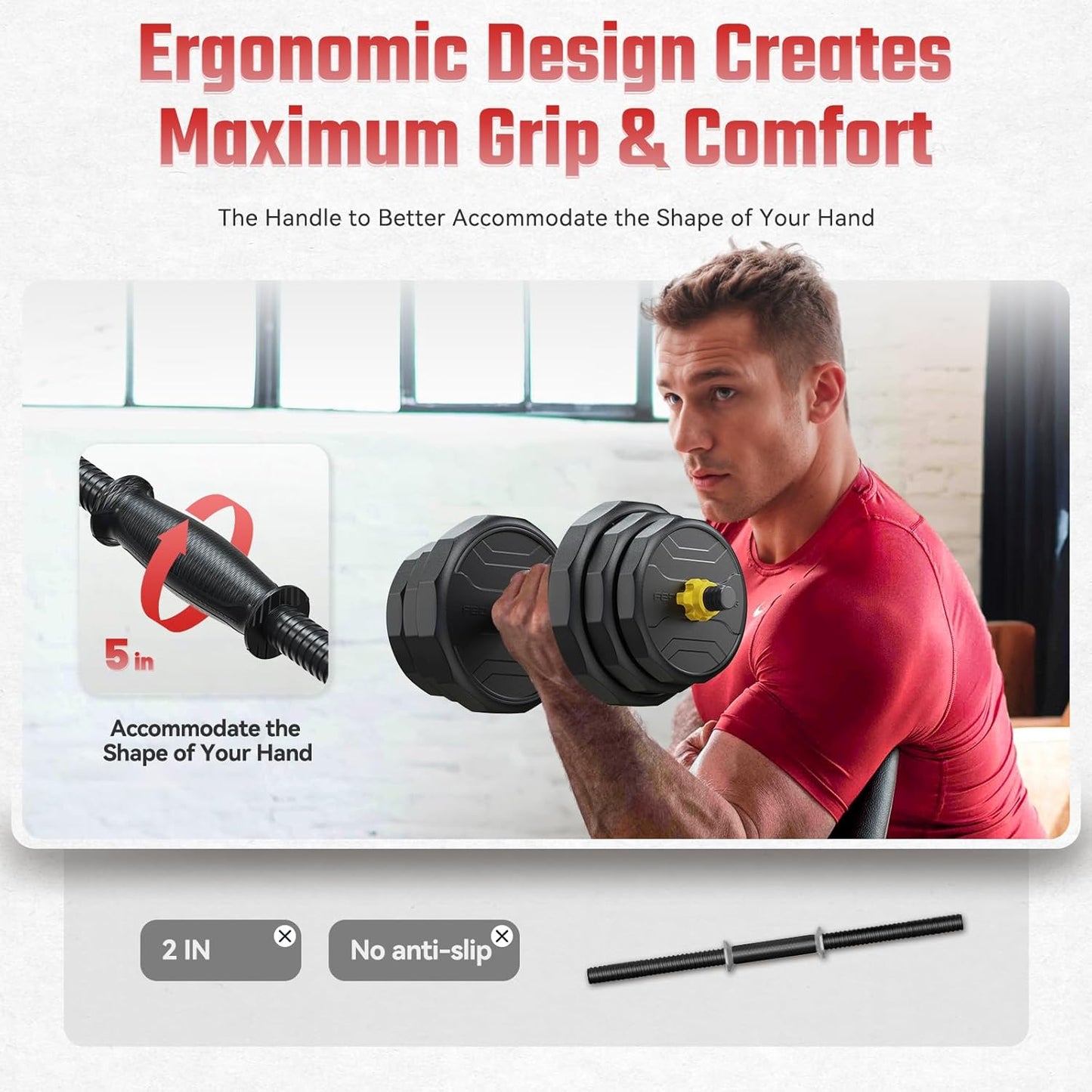 FEIERDUN Adjustable Dumbbells, 48/68/88lbs Free Weight Set with 4 Modes, Used as Barbell, Kettlebells, Push up Stand, Fitness Exercises for Home Gym Suitable Men/Women