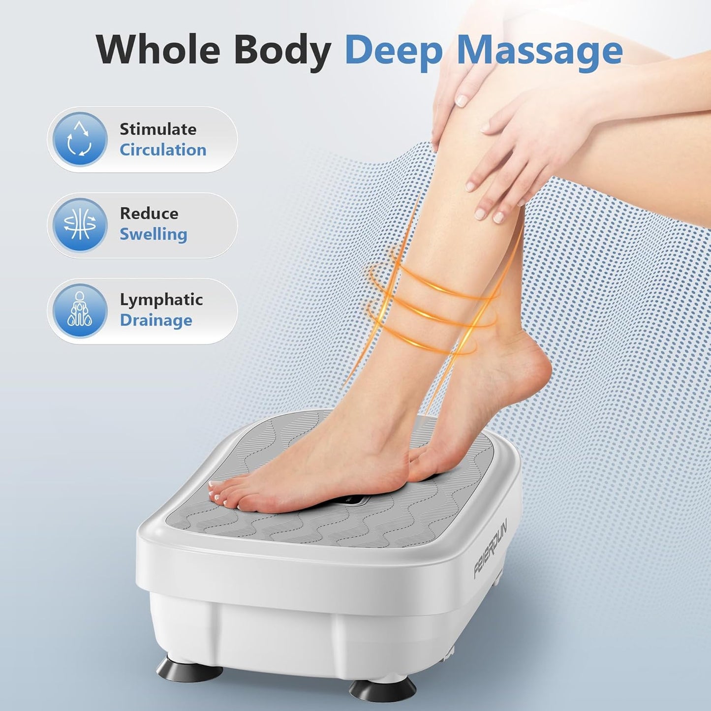 FEIERDUN Vibration Plate Exercise Machine, Whole Body Workout Vibrate Platform, 9 Modes Vibration Plate for Lymphatic Drainage Weight Loss Shaping Toning Wellness