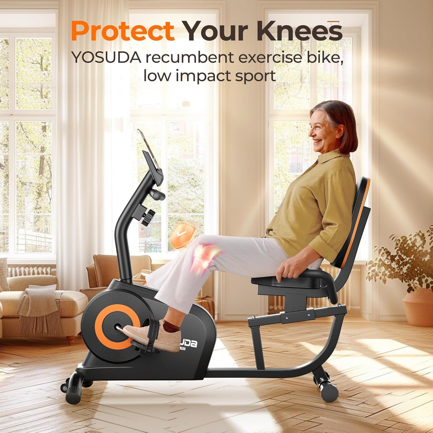 YOSUDA Recumbent Exercise Bike for Adults Seniors with Quick Adjust Seat, 350LB Capacity & 16-level Resistance