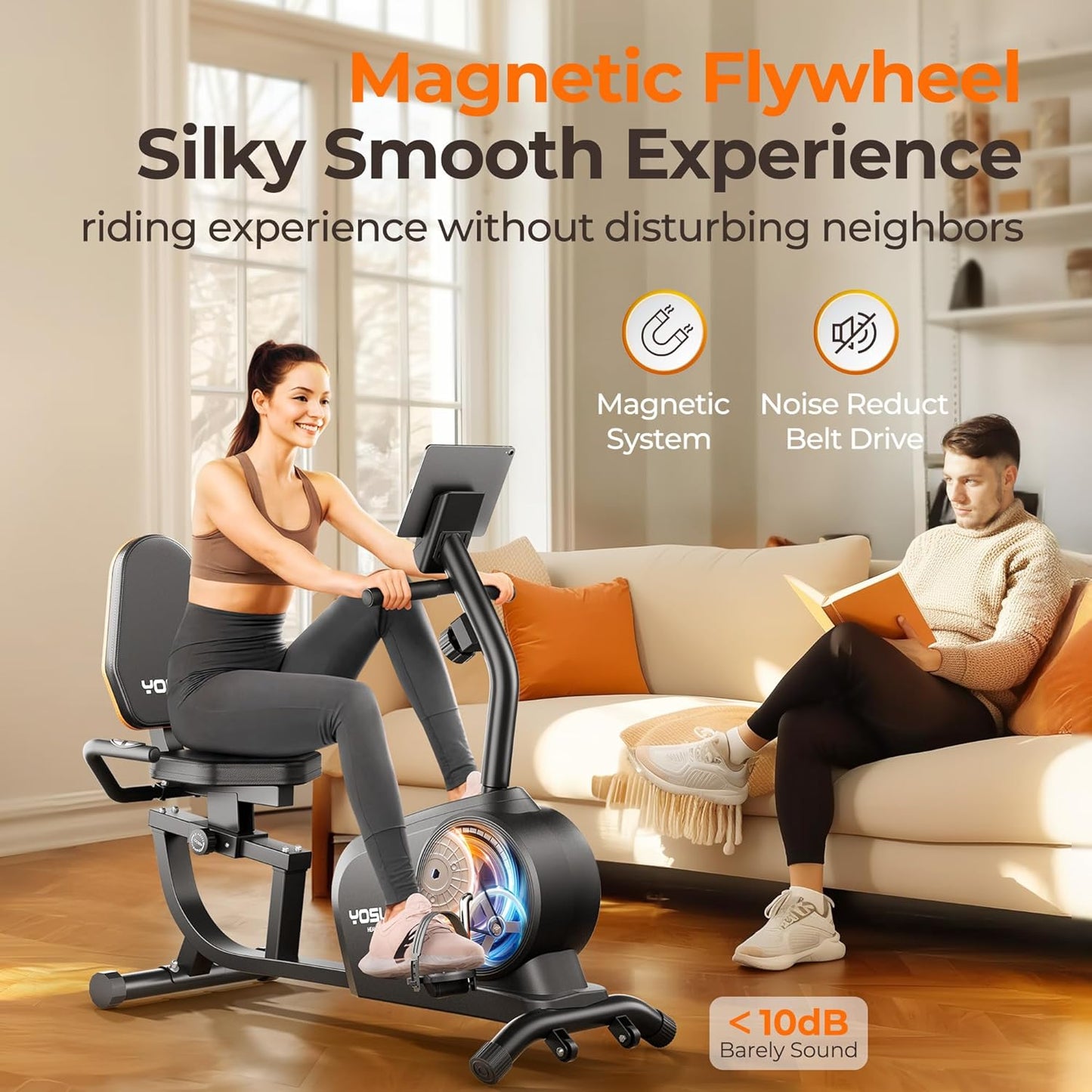 YOSUDA Recumbent Exercise Bike for Adults Seniors with Quick Adjust Seat, 350LB Capacity & 16-level Resistance