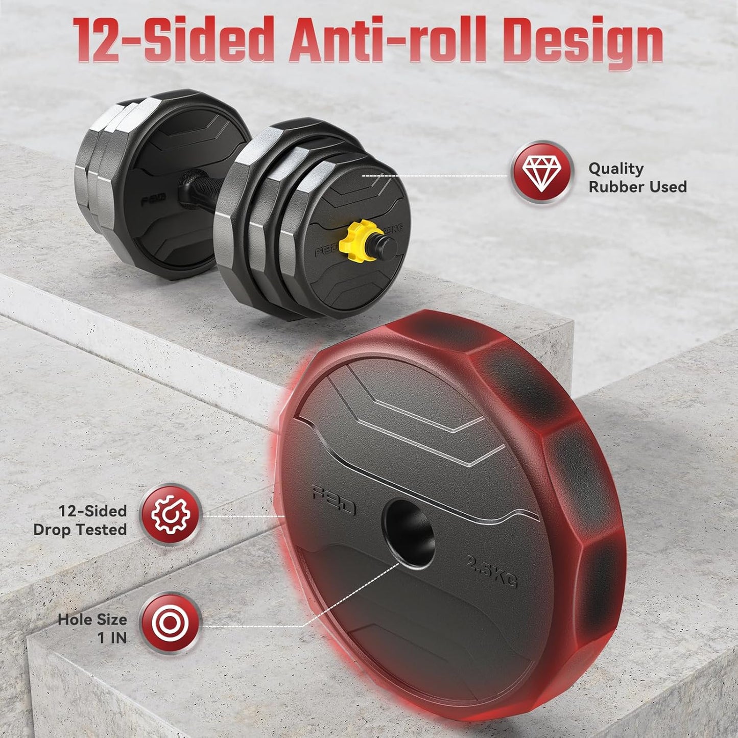 FEIERDUN Adjustable Dumbbells, 48/68/88lbs Free Weight Set with 4 Modes, Used as Barbell, Kettlebells, Push up Stand, Fitness Exercises for Home Gym Suitable Men/Women