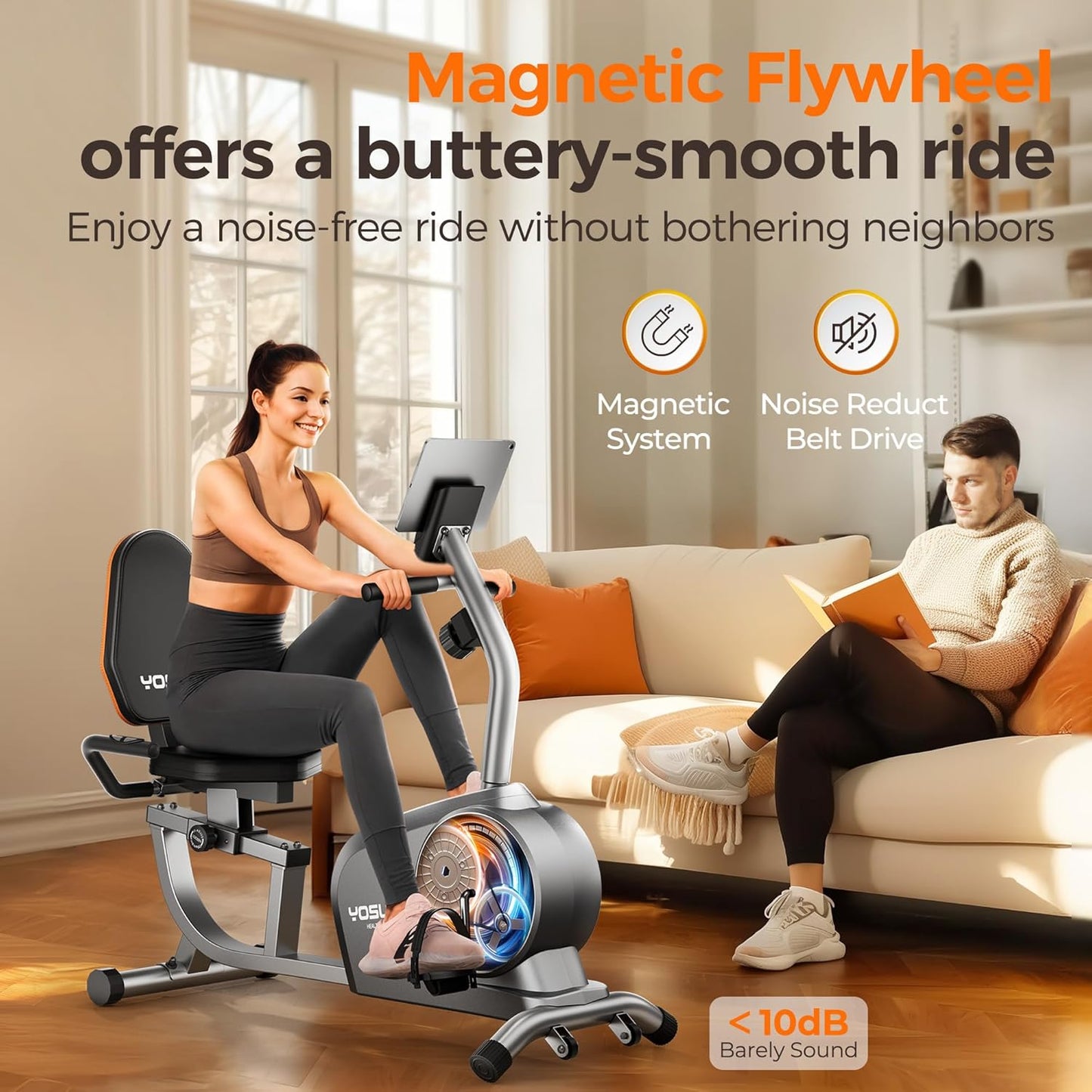 YOSUDA Recumbent Exercise Bike for Adults Seniors with Quick Adjust Seat, 350LB Capacity & 16-level Resistance