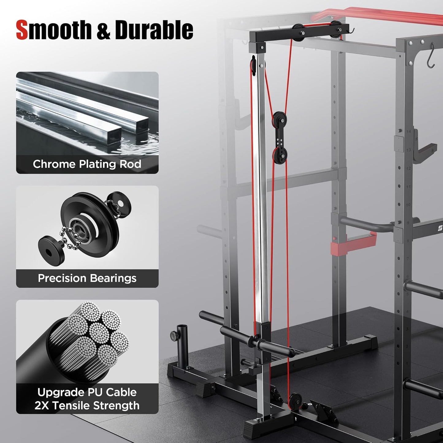 Sportsroyals Power Cage,1200lbs Multi-Function Power Rack with Adjustable Cable Crossover System and More Training Attachment, Weight Cage for Home Gym