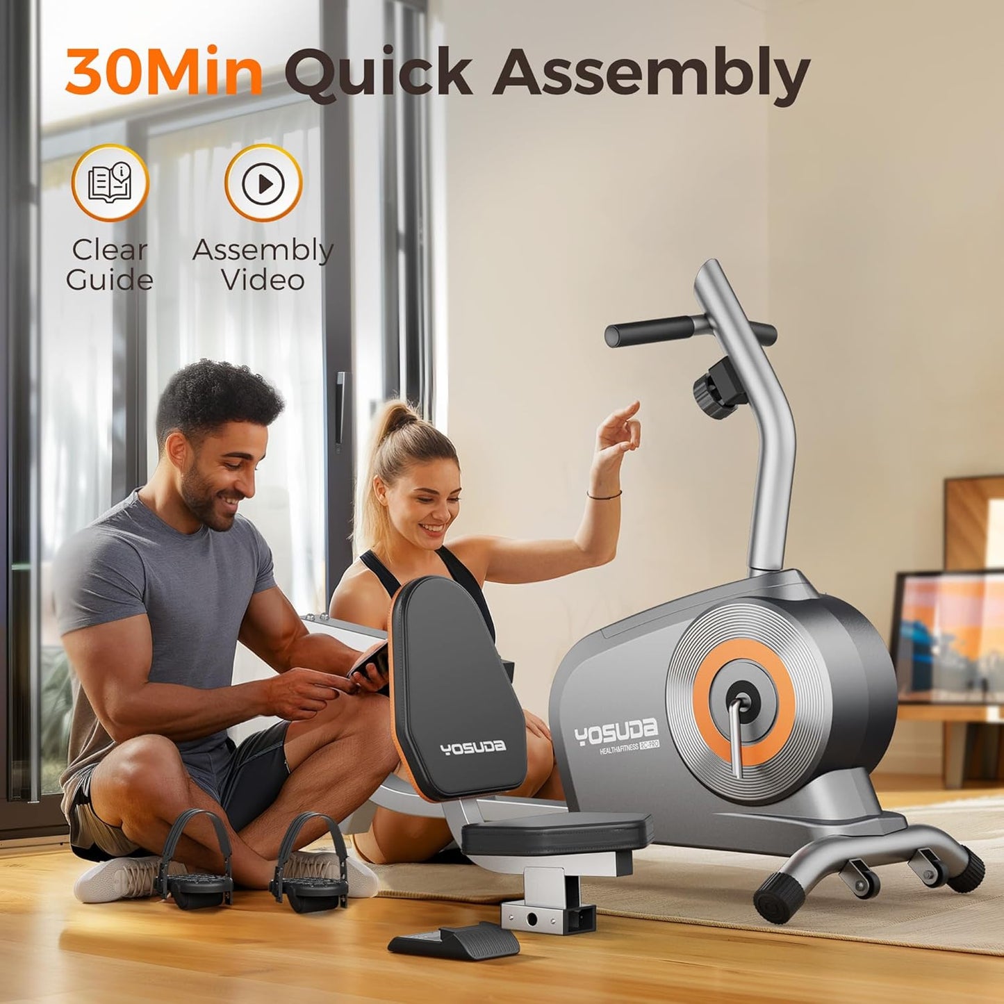 YOSUDA Recumbent Exercise Bike for Adults Seniors with Quick Adjust Seat, 350LB Capacity & 16-level Resistance
