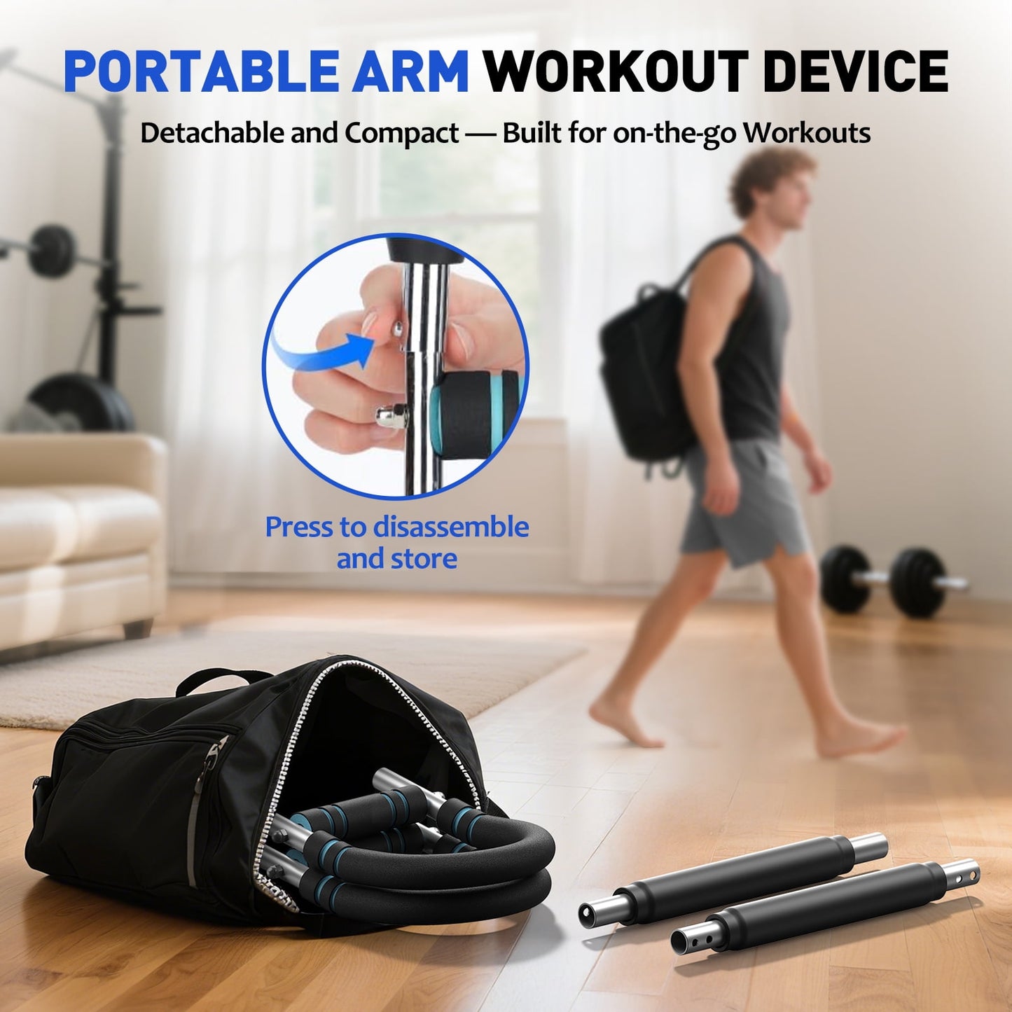 FLYBIRD Twister Arm Trainer, Adjustable Twister Arm Chest Exerciser with 2 Spring for Men & Women, Detachable Power Twister