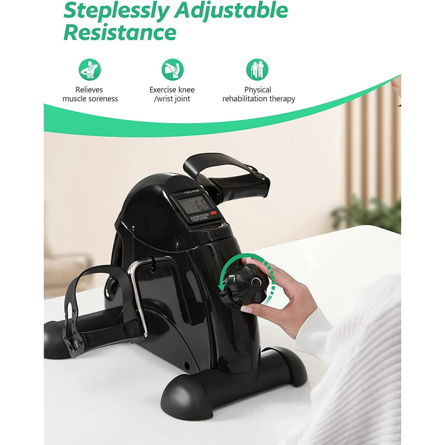 YOSUDA Mini Exercise Bike, Under Desk Bike Pedal Exerciser for Arm/Leg Exercise, Adjustable Magnetic Resistance Desk Cycle with LCD Screen Display for Home