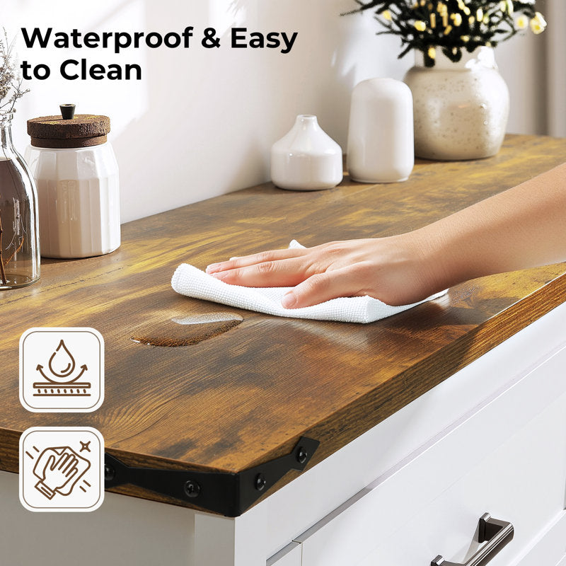 Emryss 6-Drawer Dresser 54"W Double Dresser With Rustic Top Panel