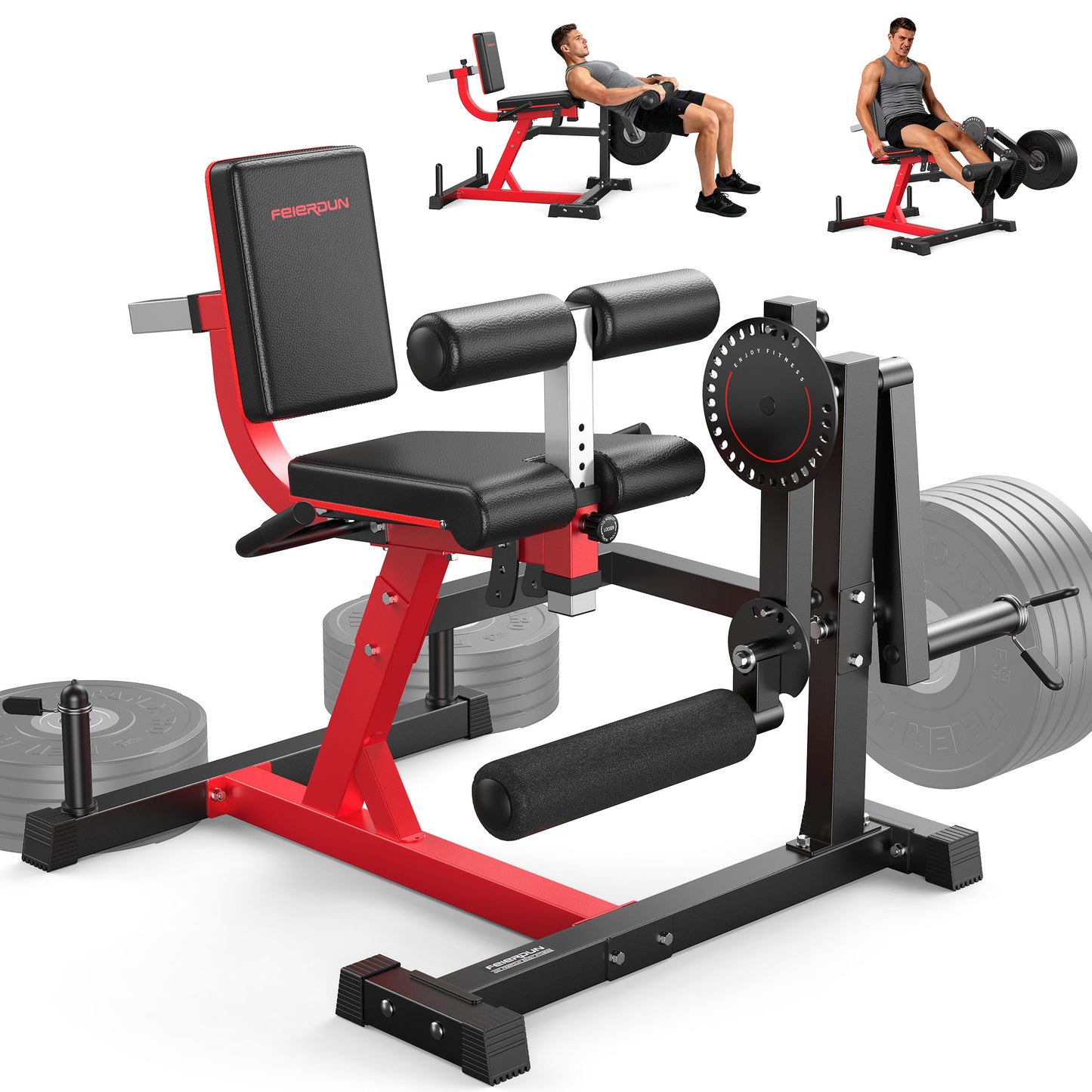 FEIERDUN 3-in-1 Leg Extension Curl Machine, Leg Extension Machine for Lower Body Workouts, Adjustable Leg Curl Machine with Exercise Bench