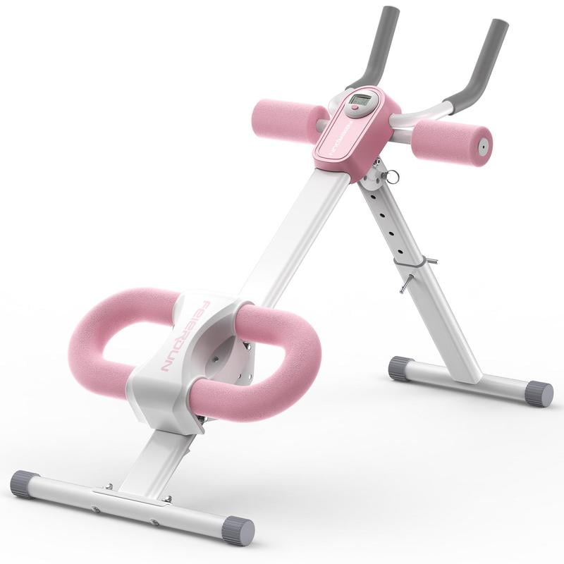 Foldable Ab Machine, Adjustable Ab Machine Full Body Workout for Home Gym, Core & Abdominal Trainer Fitness Equipment for Body Shaping with LCD Display
