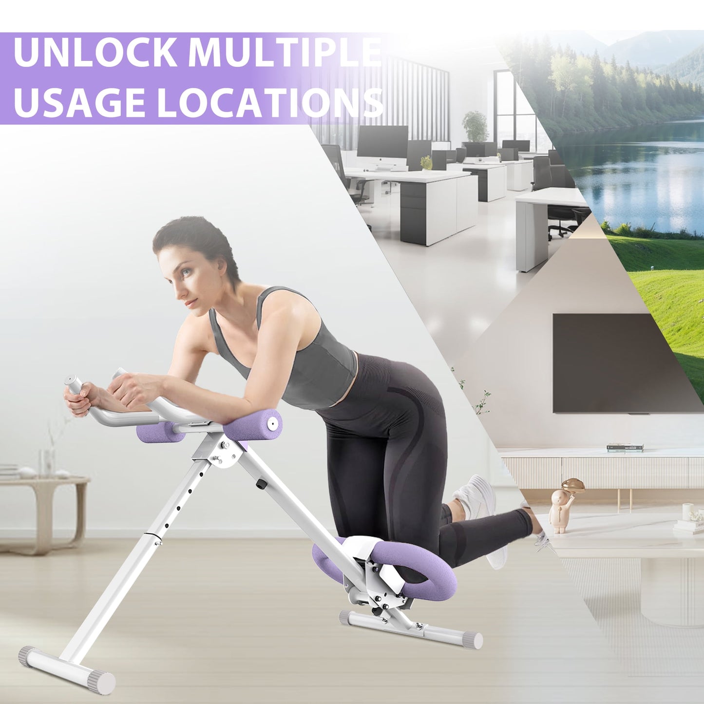 Foldable Ab Machine, Adjustable Ab Machine Full Body Workout for Home Gym, Core & Abdominal Trainer Fitness Equipment for Body Shaping with LCD Display