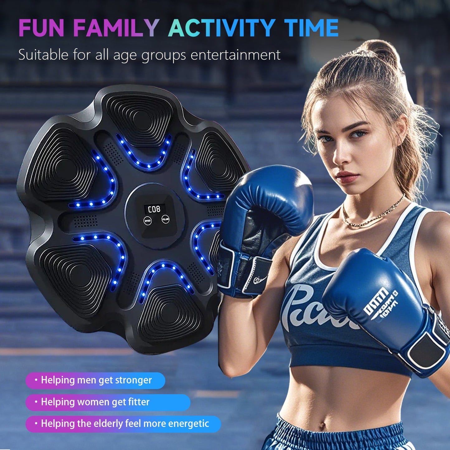 Wall-Mounted Smart Boxing Trainer with Music, Gloves, and Target Pads - Wireless-Enabled Fitness Equipment for Home & Gym