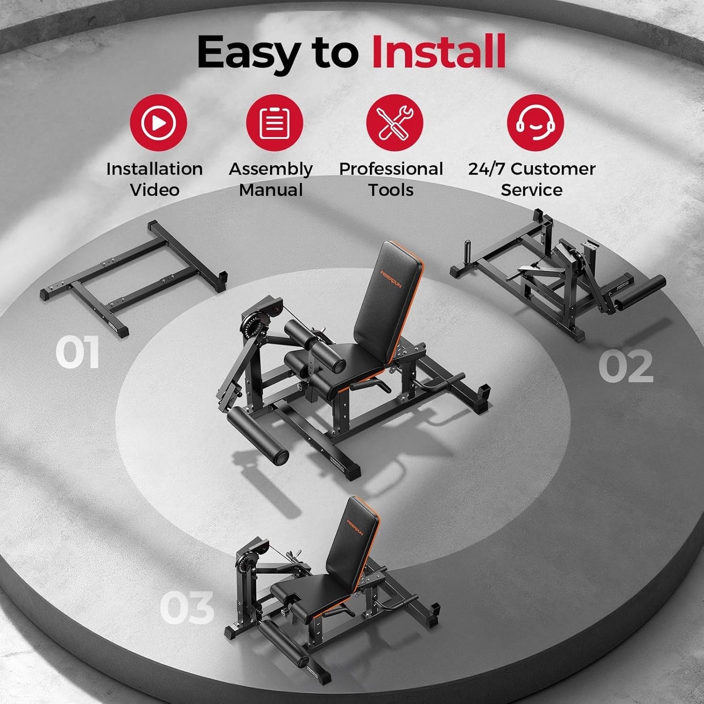 FEIERDUN Leg Extension and Curl Machine, Adjustable Leg Curl Machine, Seated Leg Extension and Lying Curl Machine, Leg Workout Equipment