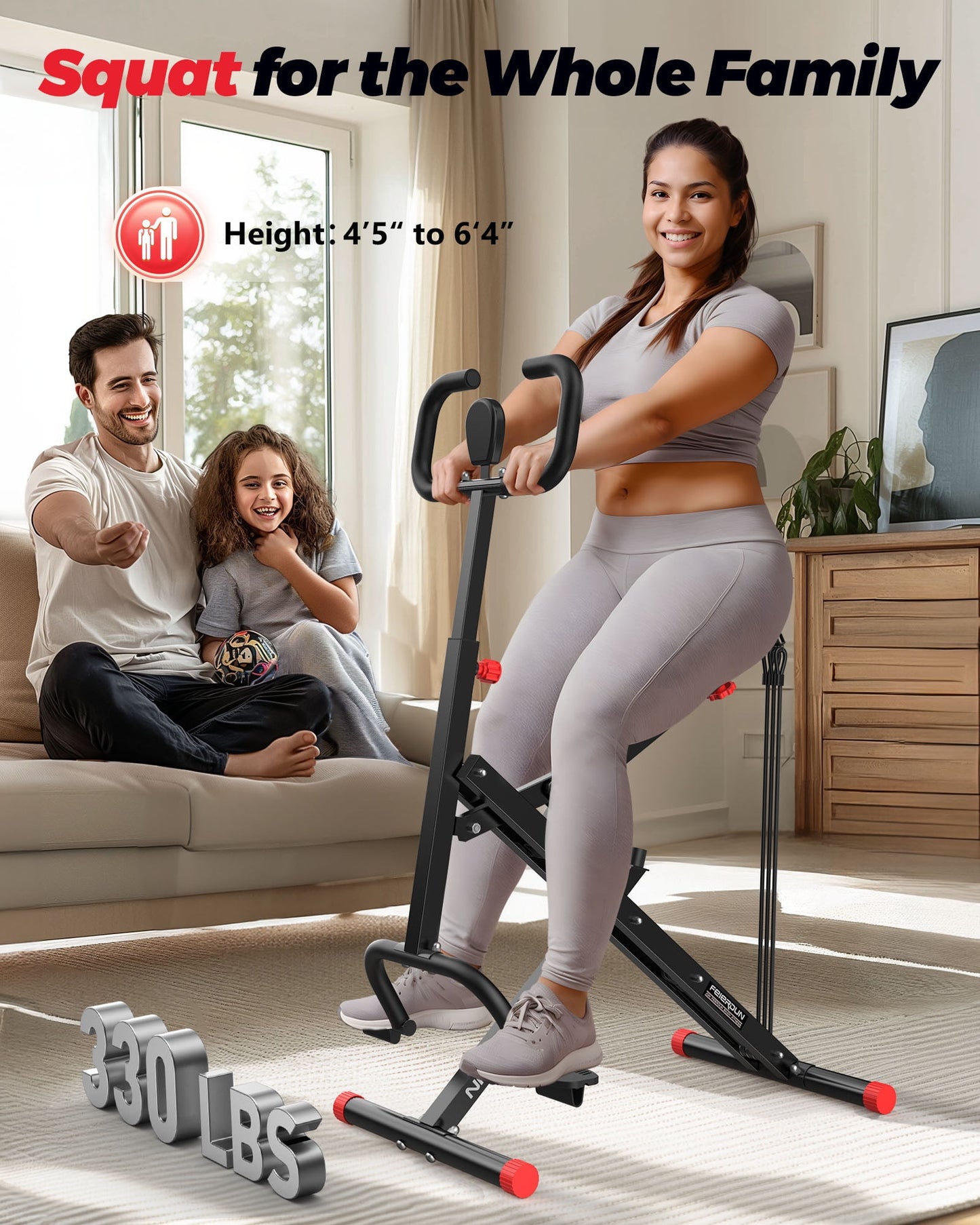 Squat Assist Trainer, 330lbs Foldable with Adjustable 4 Resistance Bands