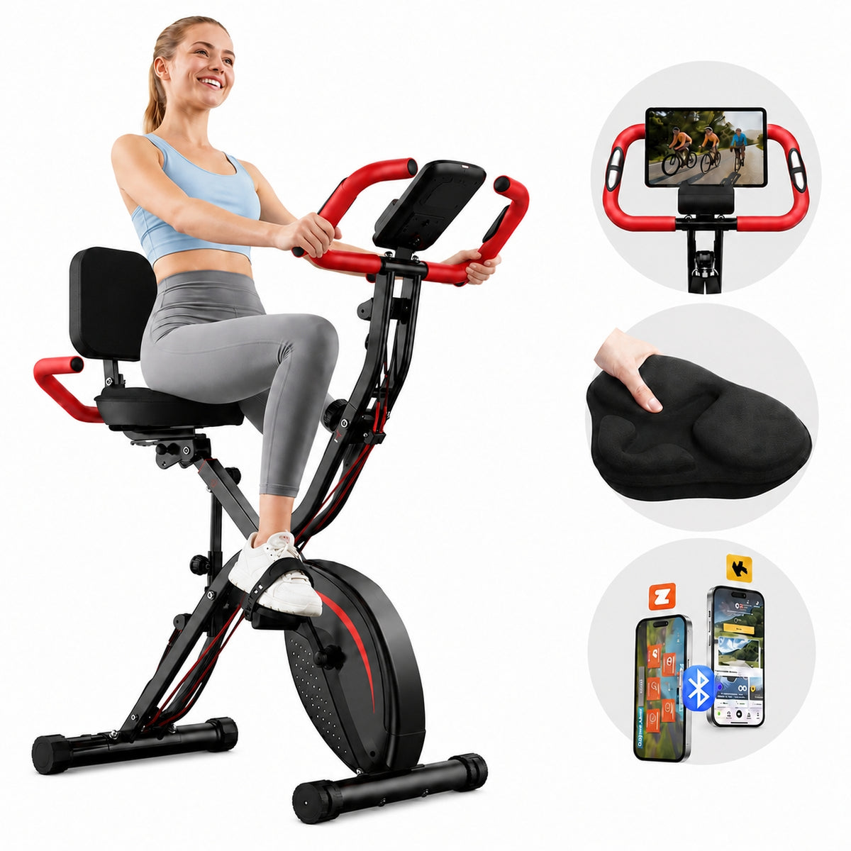 FED FITNESS 5 IN 1 Folding Exercise Bike with 6.6 LBS Flywheel & 16 Levels of Resistance, 330LB Weight Capacity Indoor Workout Cycling Bike for Home Gym (4.4) 92 ratings