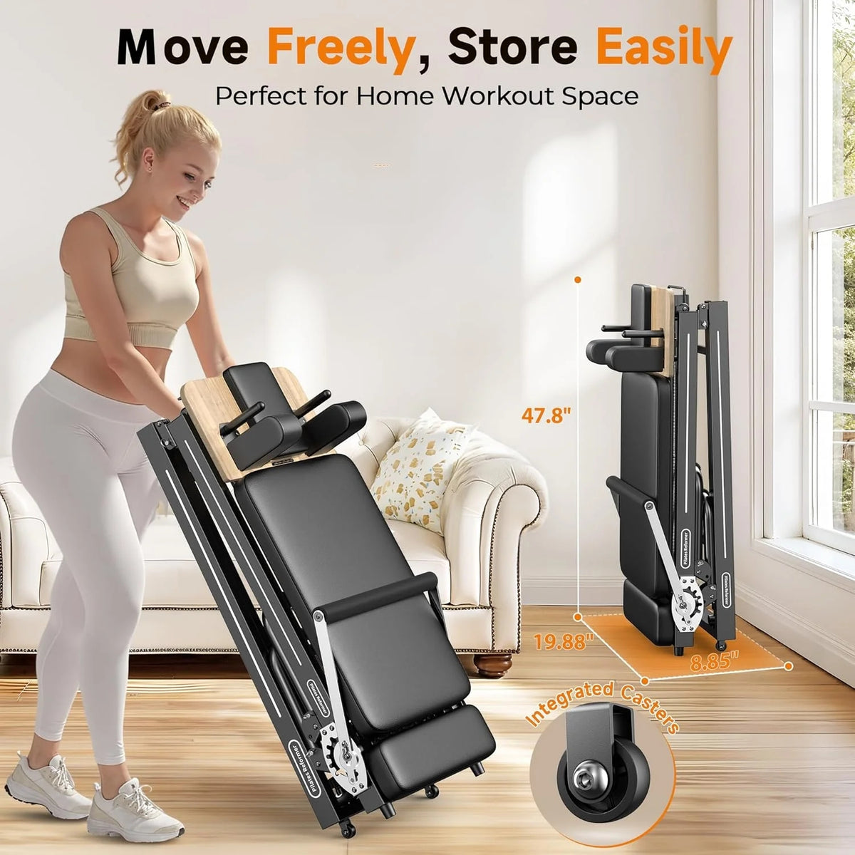FEIERDUN Foldable Pilates Reformer, Pilates Machine & Equipment for Home use, Pilates Exercise Equipment with Jump Board
