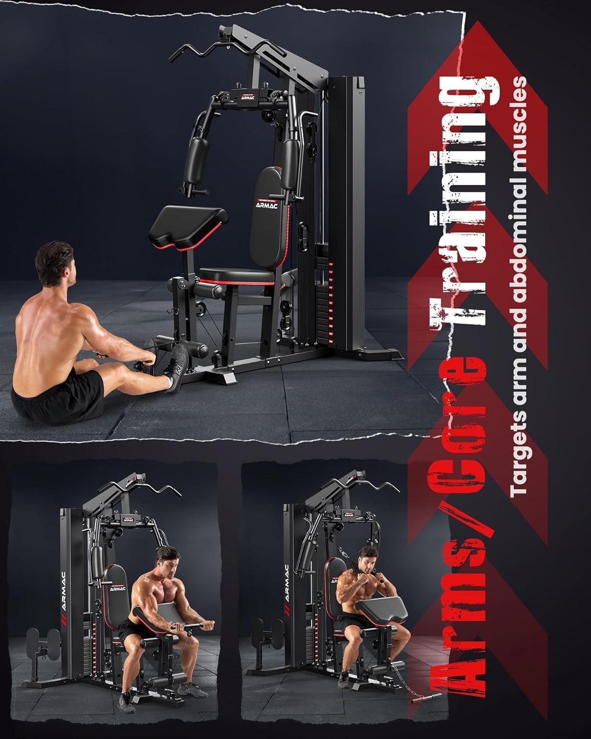 FED FITNESS Home Gym Equipment, 150LBS Weight Stack, Full Body Workout Machine with Pulley System for Strength Training