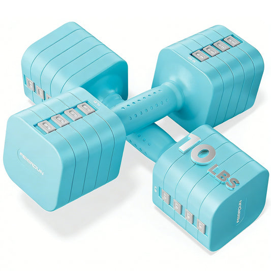 FEIERDUN 5-in-1 Adjustable Dumbbell Set of 2, 20LBS/10LBS Hand Weights for Women, 1s-Adjust Dual-Stable Dumbbell Set for Women Home Gym & Outdoor
