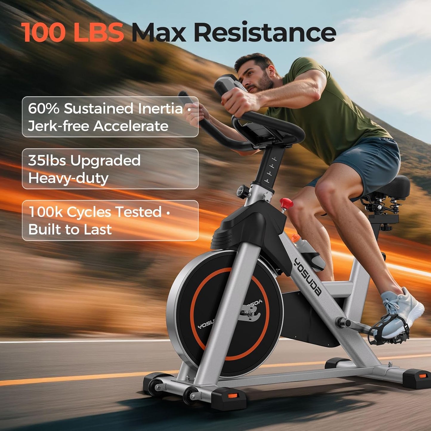 YOSUDA Plus Model Exercise Bike, Indoor Cycling Bike Stationary, 350LB Weight Capacity