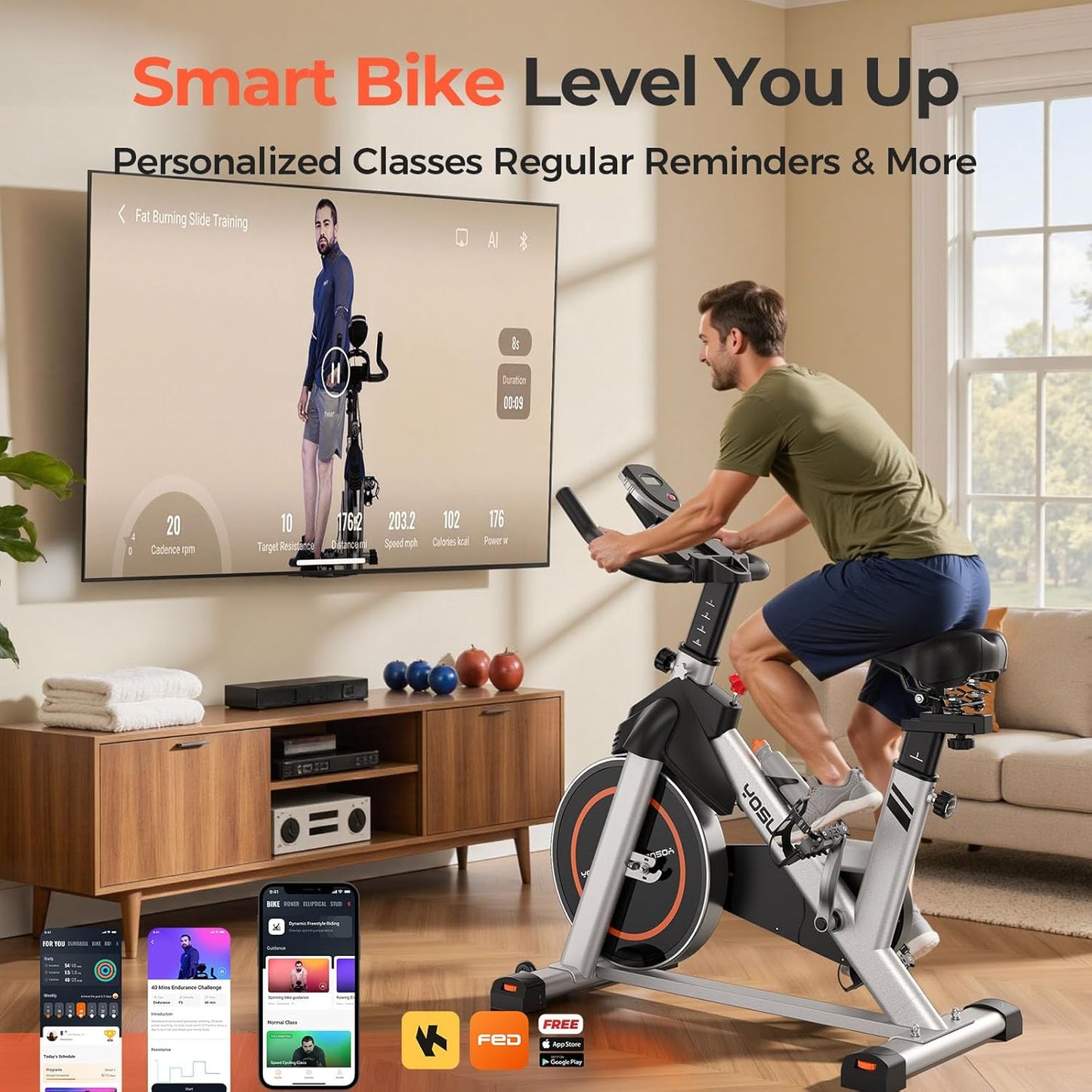 YOSUDA Plus Model Exercise Bike, Indoor Cycling Bike Stationary, 350LB Weight Capacity