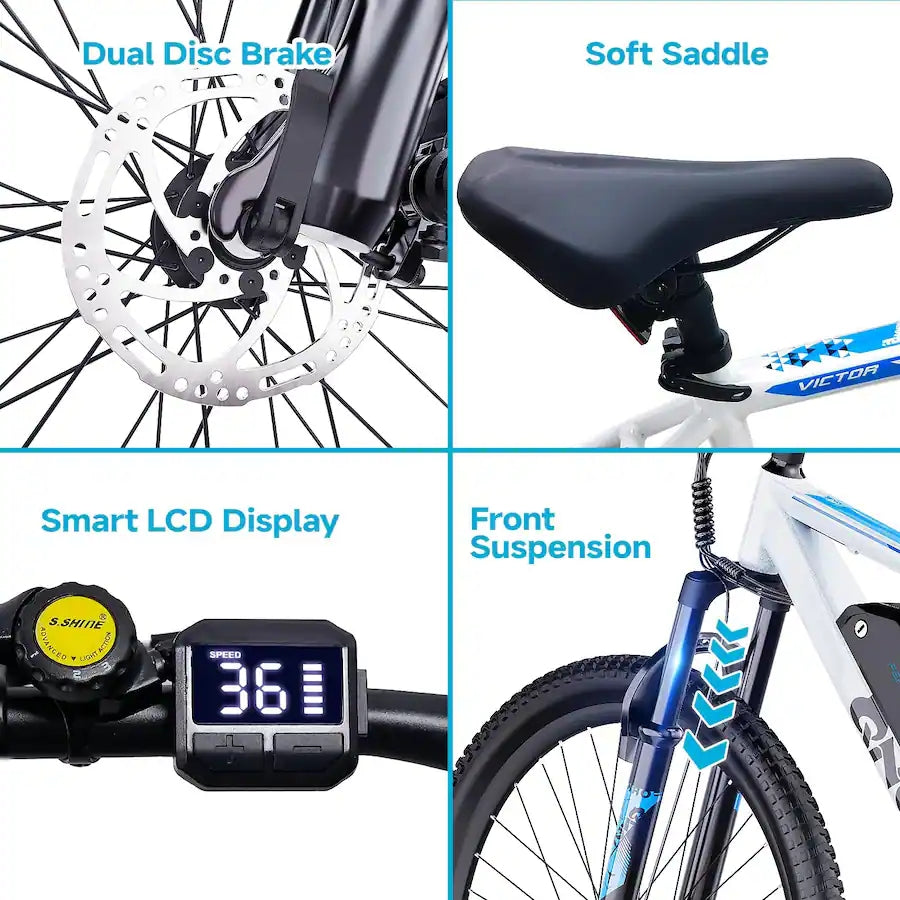 QNUT - VICTOR 3.0 26" Electric Bike for Adults, 350W Motor, Commuting E-Bike with Steel Frame & Mechanical Disc Brakes