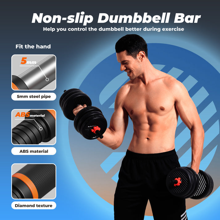 FLYBIRD 50lb Weight Set with Connector Bar, 4 in 1 Workout Gear with Dumbbell