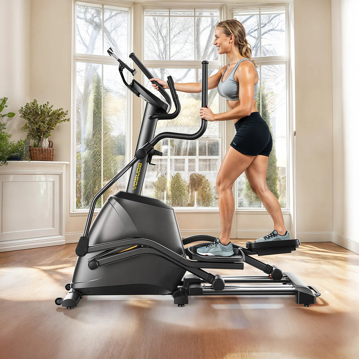 YOSUDA Dolphin Electromagnetic Elliptical Machine - Low-Impact Cardio Trainer with 32 Resistance Levels, LCD Monitor, and Silent Smooth Motion