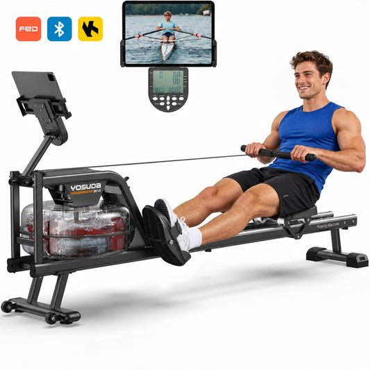 YOSUDA Home Water Rower Machine, 350 lbs Max Weight, with LCD Display