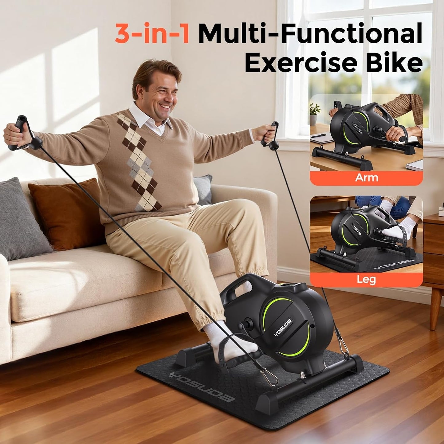 YOSUDA Under Desk Bike with 16-Level Magnetic Resistance, Mini Exercise Bike with Bluetooth App