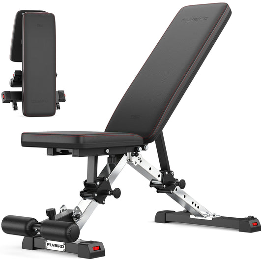FED FITNESS Weight Bench,700LBS Foldable Strength Training Bench for Full Body Workout with Fast Folding