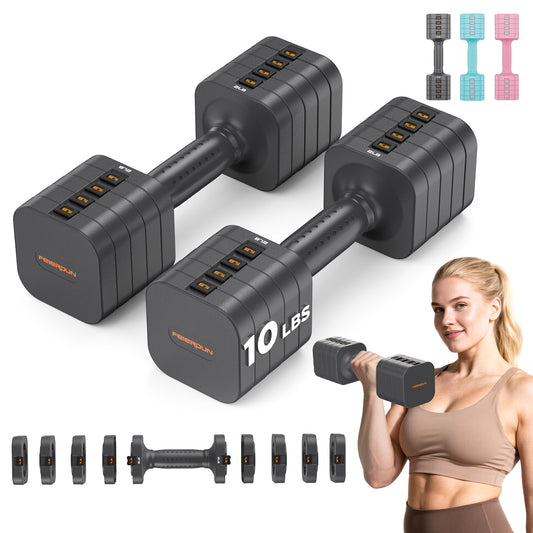 FEIERDUN 5-in-1 Adjustable Dumbbells Set of 2, 12LBS/20LBS Hand Weights