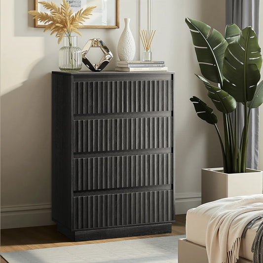 KOLIGEY 5-Drawer Dresser 27.5"W Single Dresser With Waveform Fluted Panel