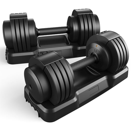 FED FITNESS 1 Pair 55LBS-Adjustable Dumbbell, Multiweight Options for Full Body Workout