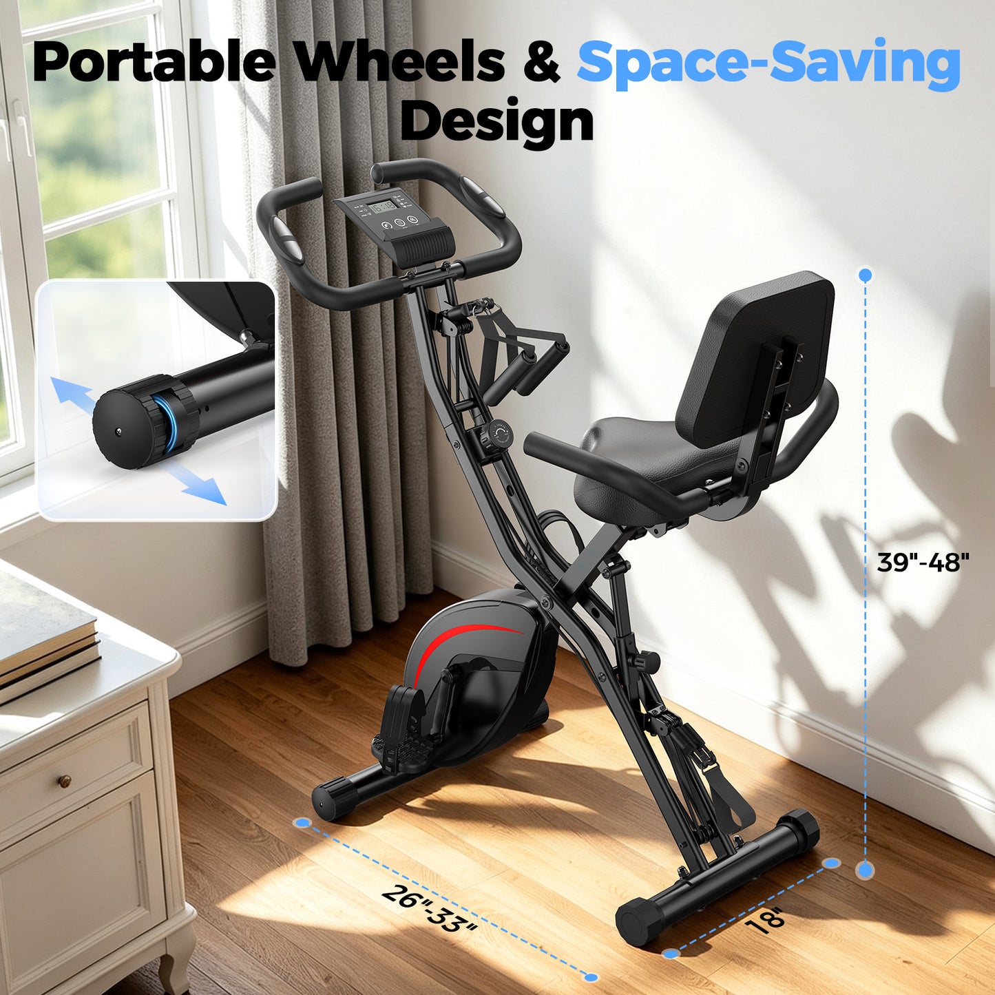 FED FITNESS 5 IN 1 Folding Exercise Bike with 6.6 LBS Flywheel & 16 Levels of Resistance, 330LB Weight Capacity Indoor Workout Cycling Bike for Home Gym (4.4)  92 ratings