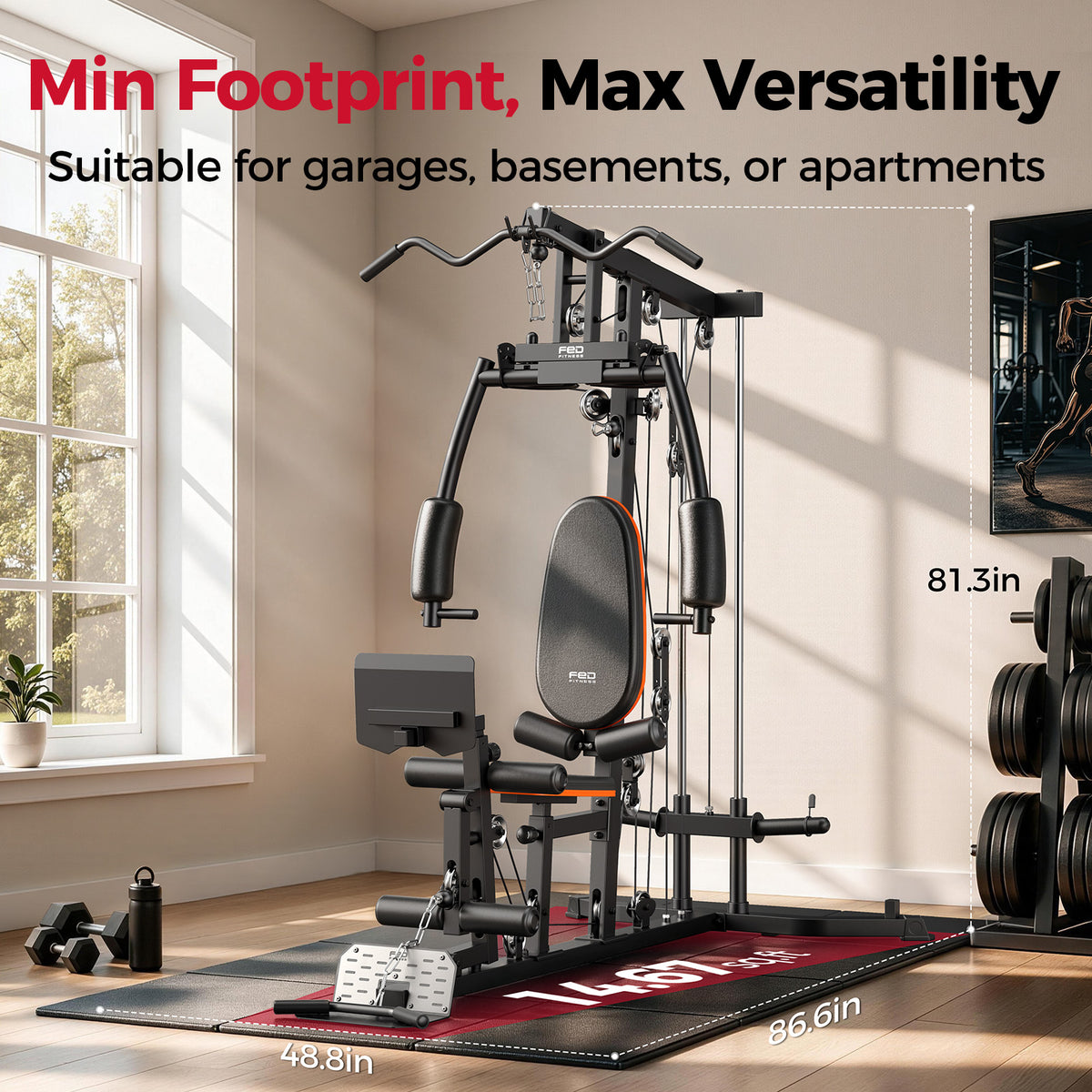 FED Fitness Home Gym, 240LB Plate-Loaded Multifunctional Workout Station | Full-Body Exercise Equipment, Workout Equipment and Fitness Equipment