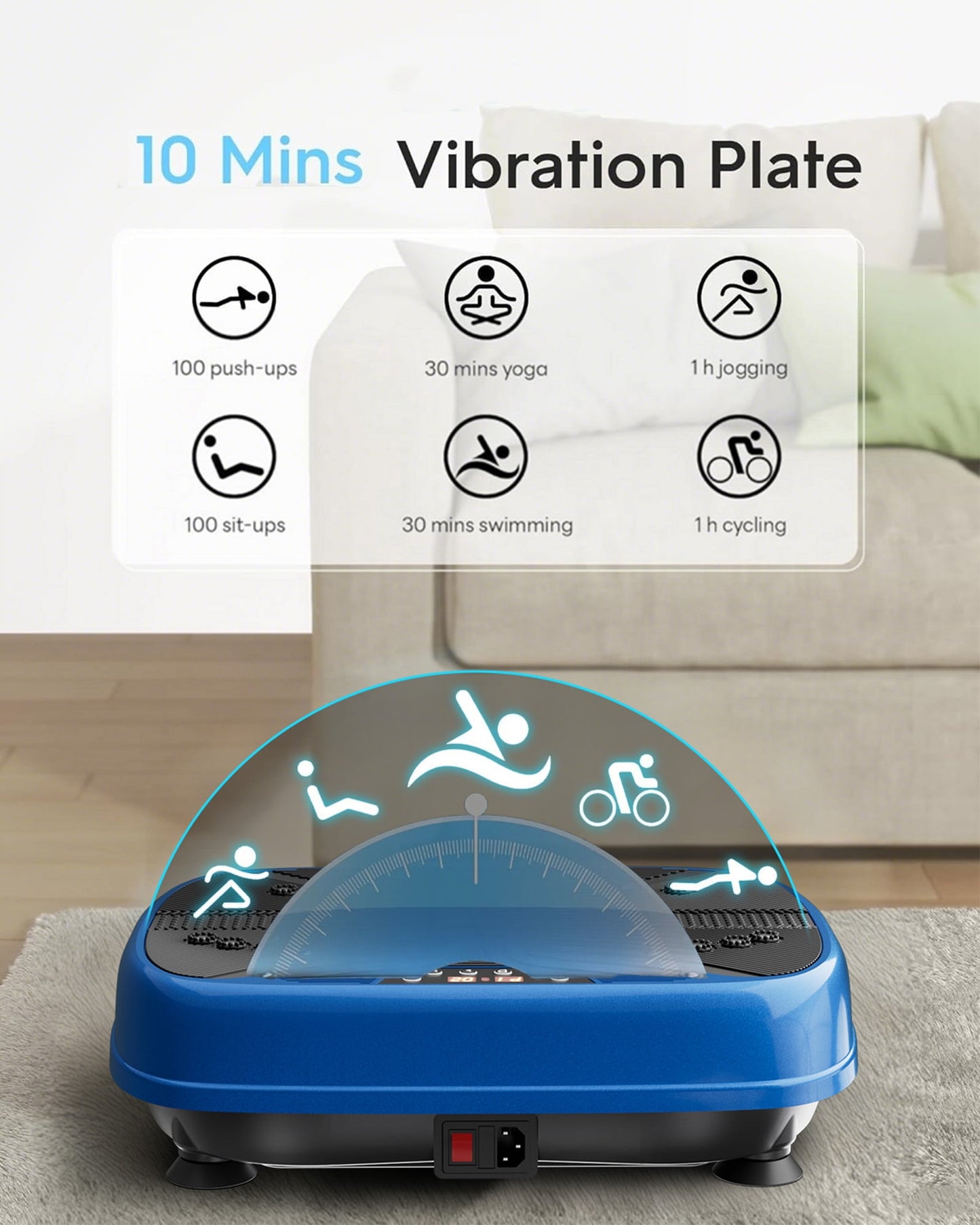 UPGO Vibration Exercise Machine, Power Waver Vibration Plate Platform for Lymphatic Drainage Whole Body，with 2 Resistance Bands, 120 Levels