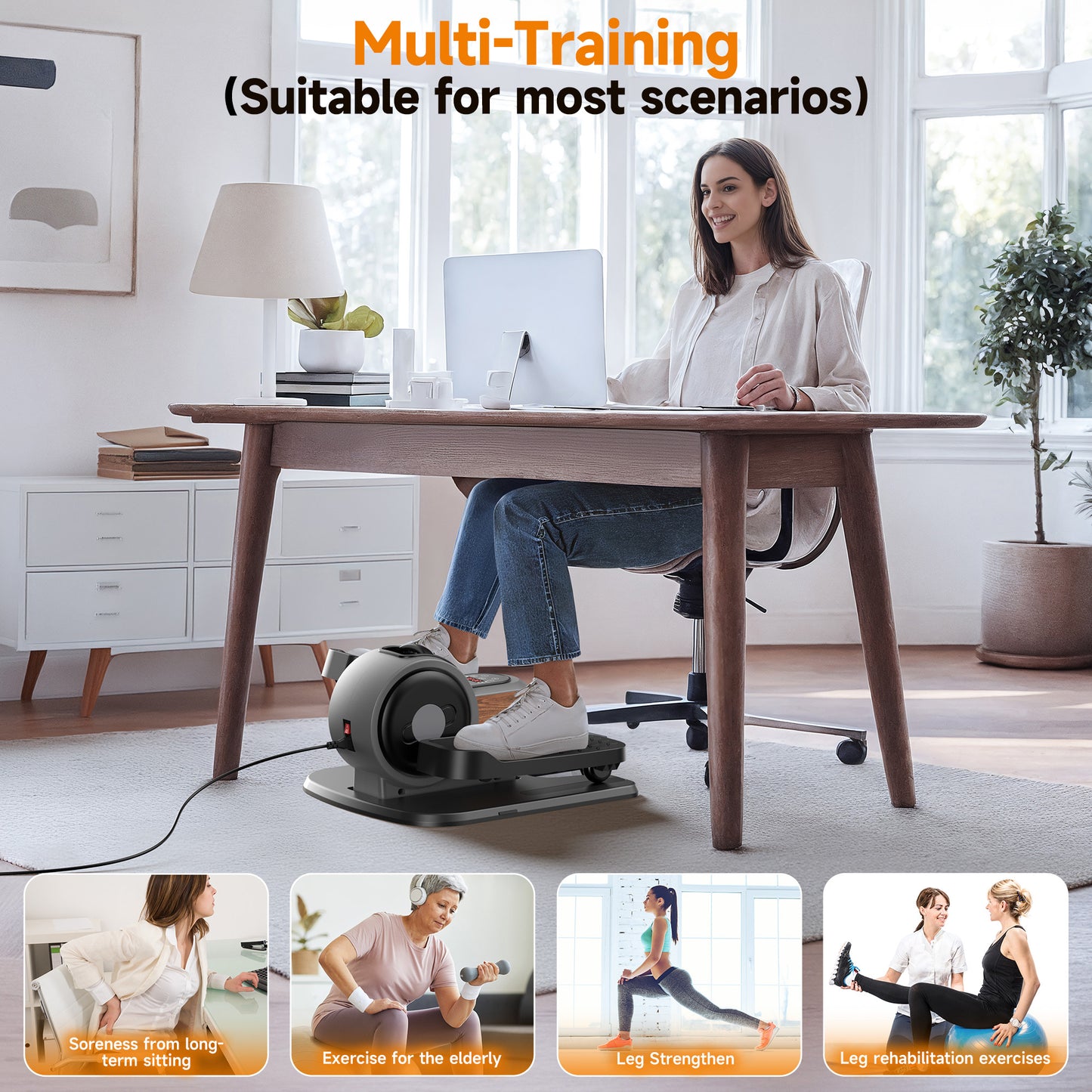 YOSUDA Under Desk Elliptical Machine,  Elliptical Leg Exerciser Portable Electric Seated Pedal Exerciser