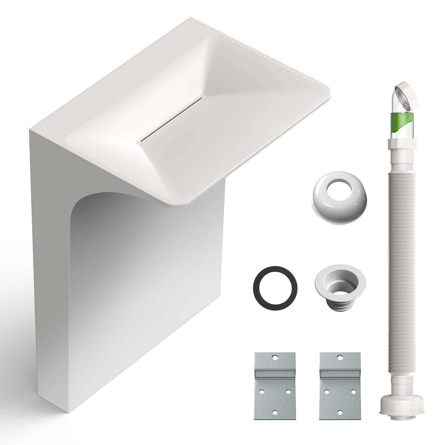 KOLIGEY 33.2'' Tall Solid Surface Pedestal Sink,White Bathroom Sink B607