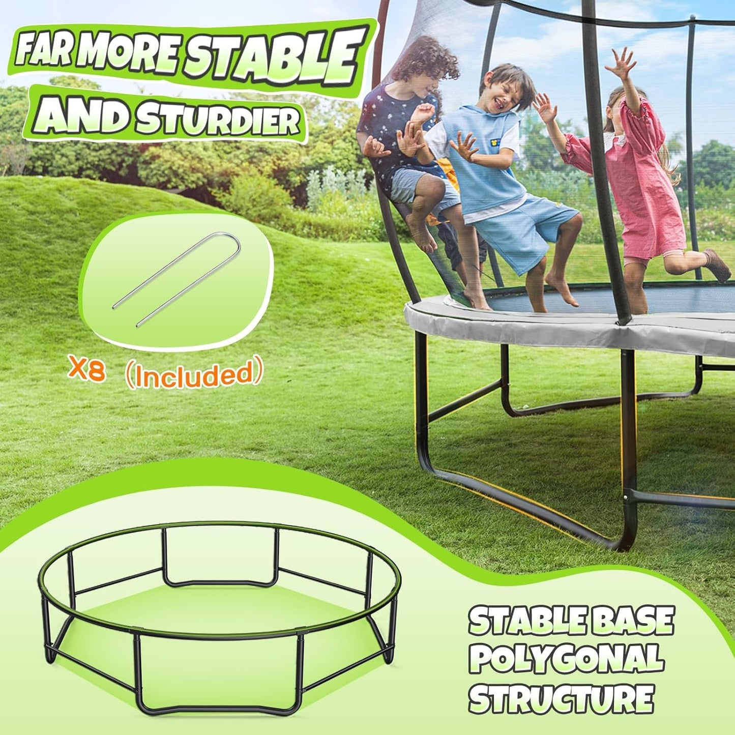 BCAN 16FT Recreational Trampoline with Enclosure for Kids Adults, ASTM Approved, Outdoor Trampolines with Ladder for Kids