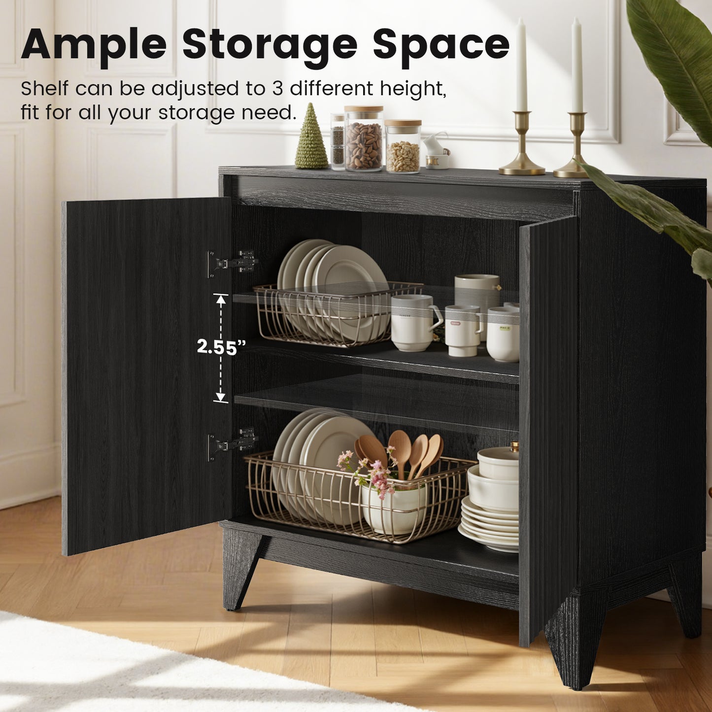 32" Tall 2 - Door Accent Cabinet With Adjustable Shelf