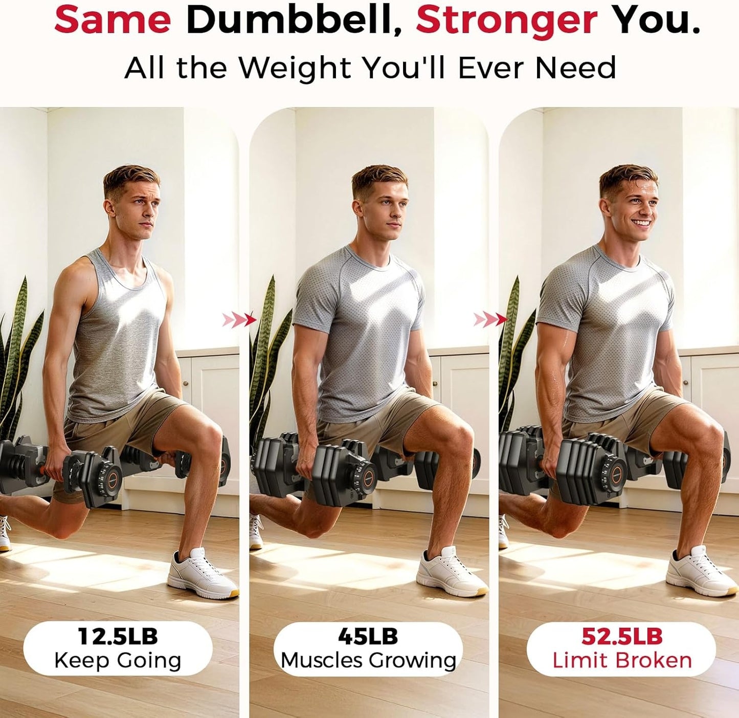 FEIERDUN 15-in-1 Adjustable Dumbbell Set, 5-52.5 lbs Each, 1-Second Quick Change, with Storage Box & App – Ideal for Drop Set, Superset, HIIT Home Gym, Non-Slip Handles